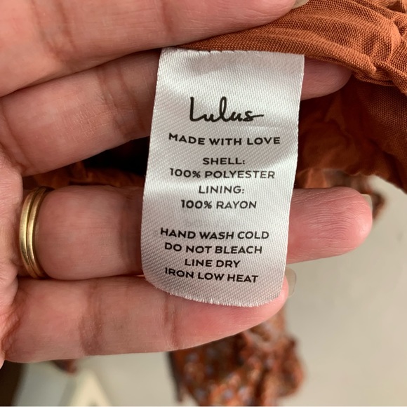 Lulu’s Admire You Orange Brown Floral Print Ruffled Long Sleeve Mini Dress M - Picture 10 of 10